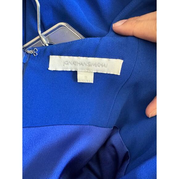 Jonathan Simkhai Belted Crepe Wide Leg Jumpsuit in Royal Blue Size 8 - Picture 5 of 5